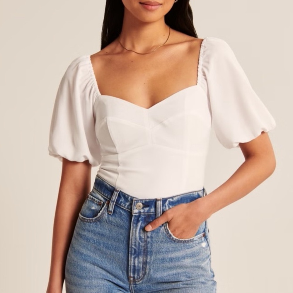 NWT Abercrombie XXL Corset Puff Sleeve Top